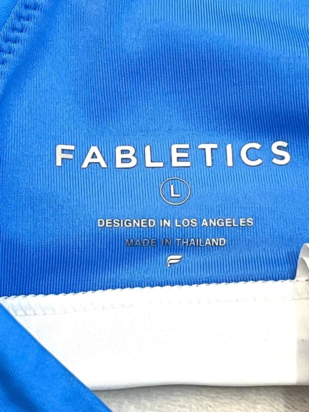 Fabletics Bright Blue Plunge Swim Top Bralette with White Band Bikini Top